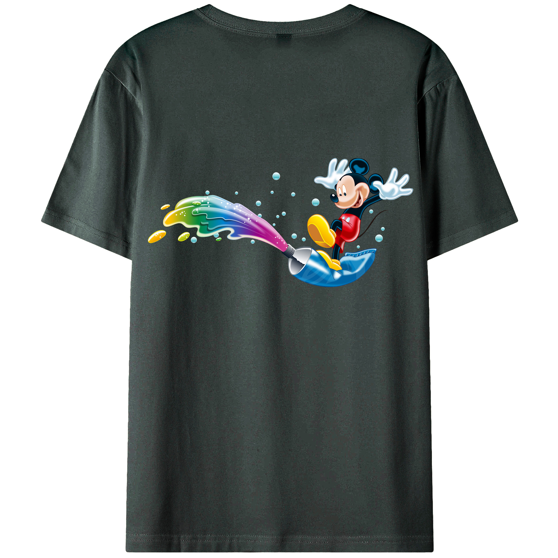 （画像用） ミッキーマウス Mickey Mouse 綿100％ メンズ半袖Tシャツ（バックプリント） 通気性